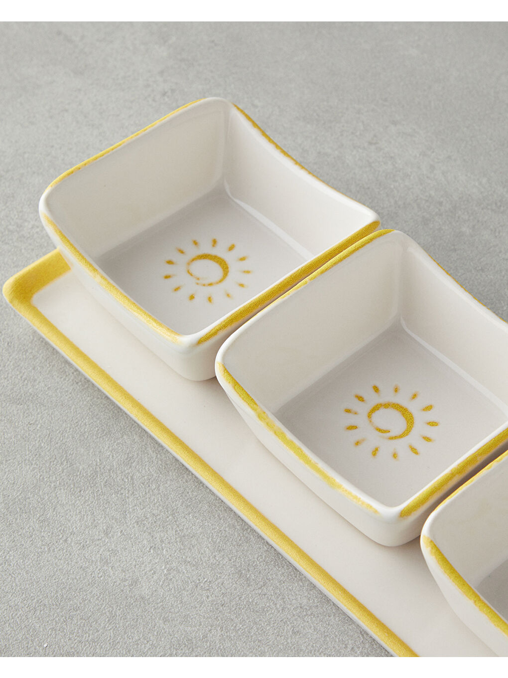 Sunny Seramik 3 Bölmeli Kahvaltılık 4 Parça Sarı-3