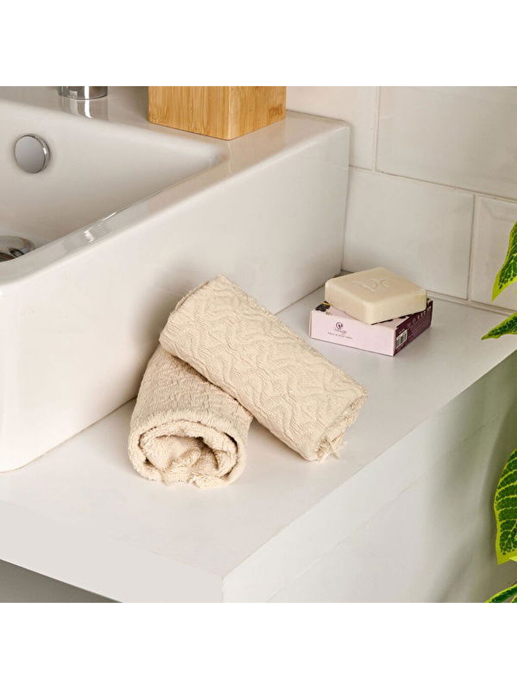 Ekru Soft Charm 2'li Havlu Seti - Krem - 30x30 cm