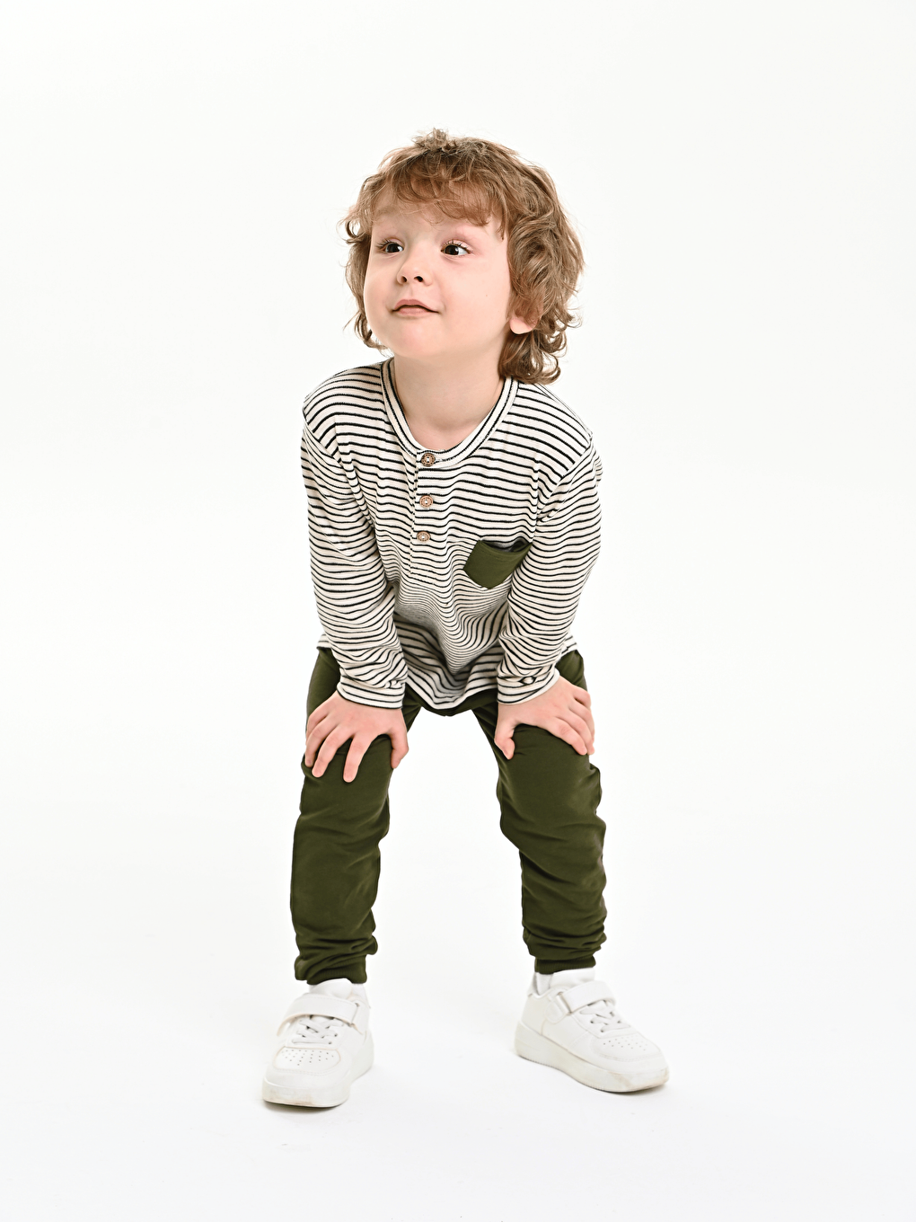 Yeşil Bisiklet Yaka Baskılı Erkek Bebek Sweatshirt ve Eşofman Alt 2'li-9