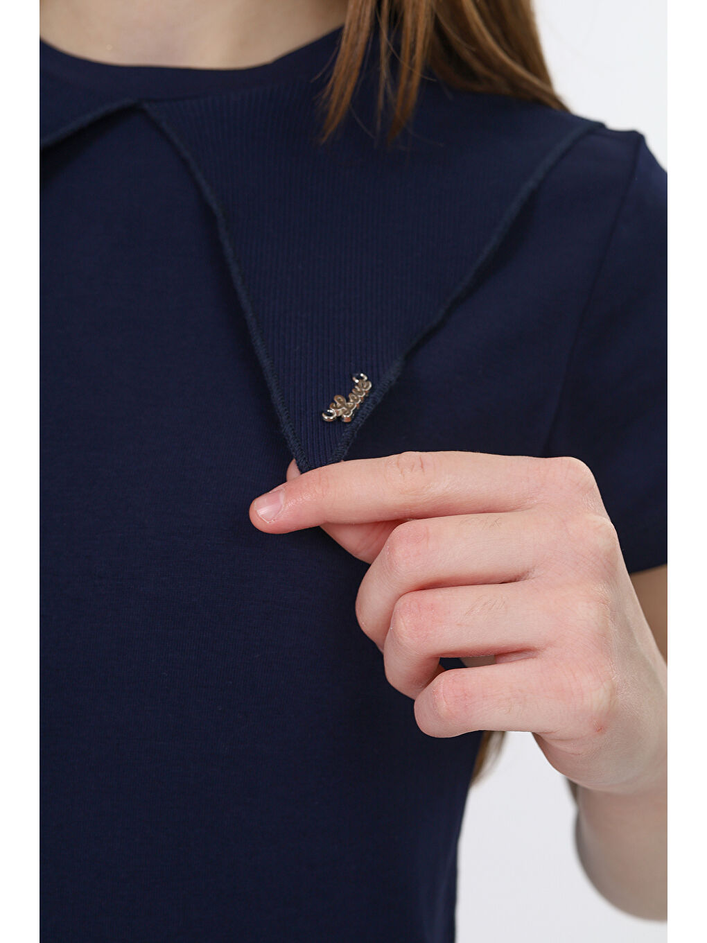 Lacivert Kız Çocuk Okul Tişört-1