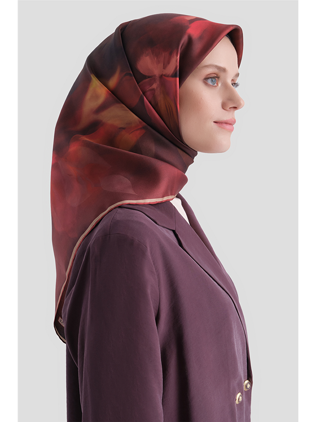 Bordo Saf İpek Twill Eşarp 9603d 33-1