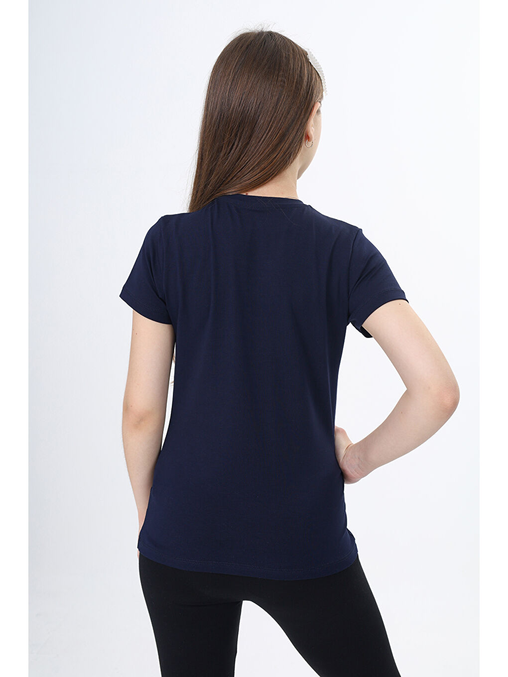 Lacivert Kız Çocuk Okul Tişört-3