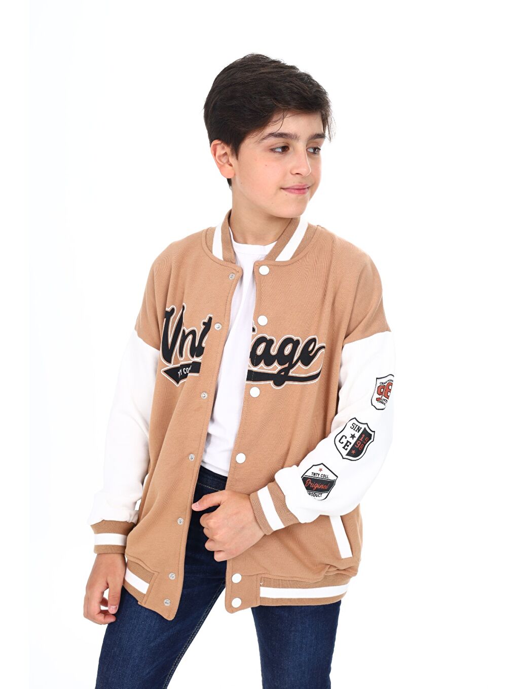 Kahverengi Erkek Çocuk Baskılı Kolej Hırka-3