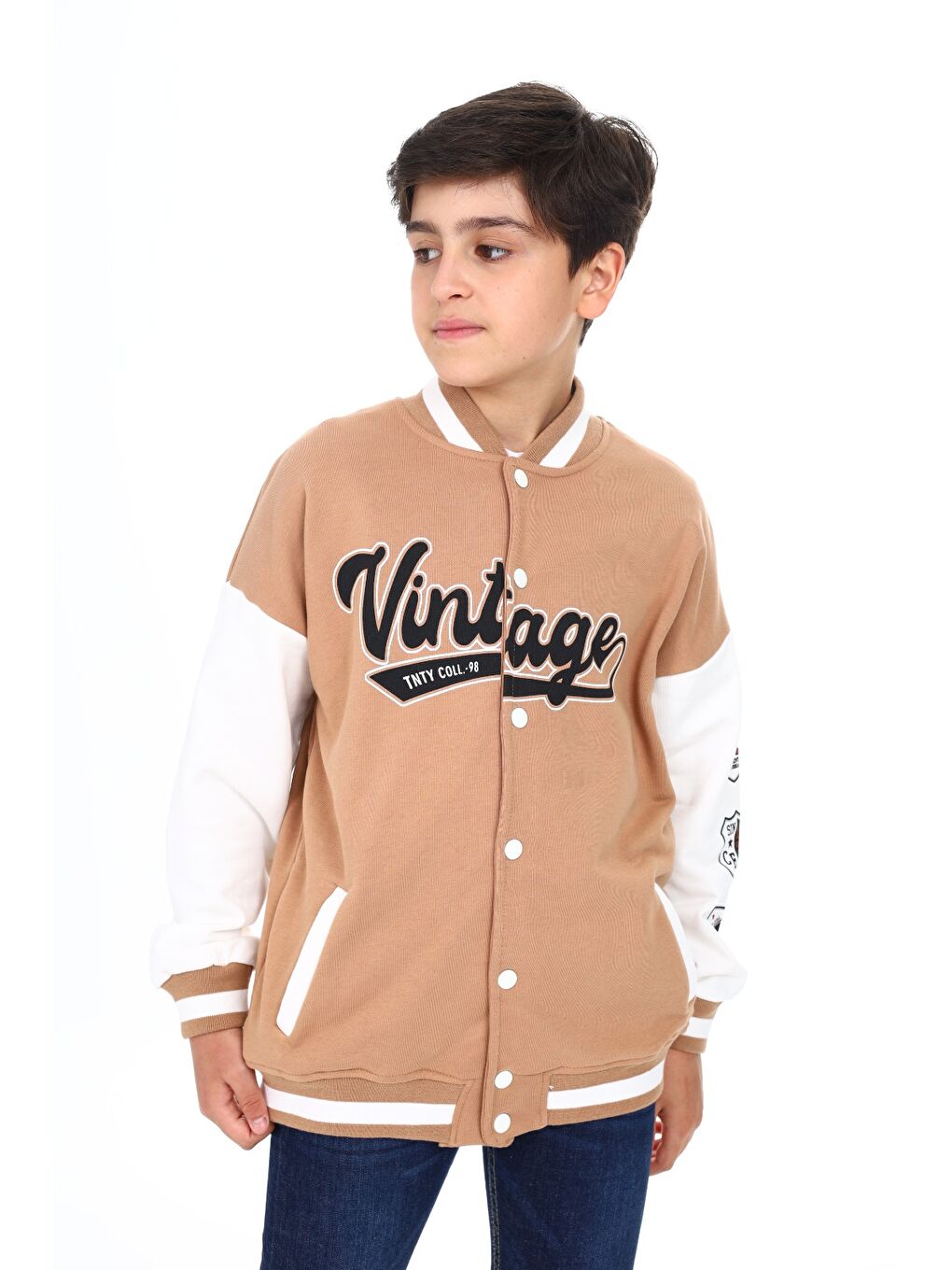 Kahverengi Erkek Çocuk Baskılı Kolej Hırka-4