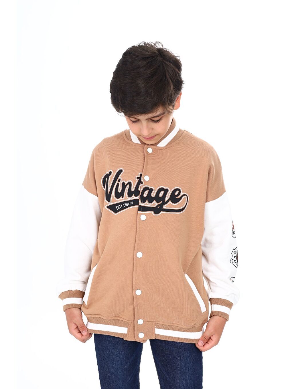 Kahverengi Erkek Çocuk Baskılı Kolej Hırka-5