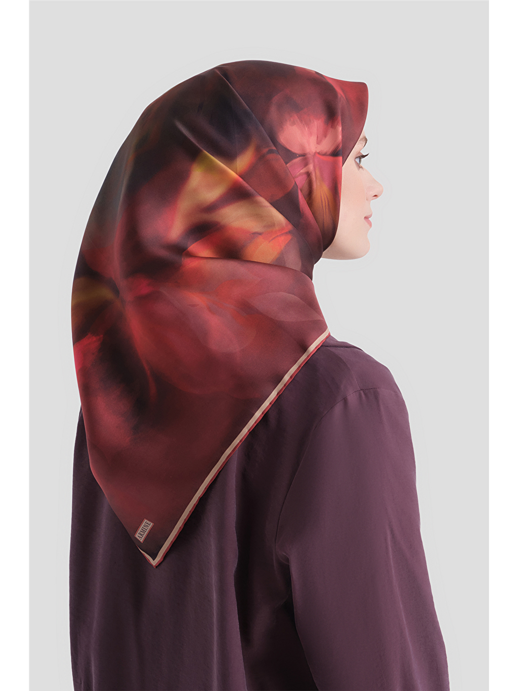 Bordo Saf İpek Twill Eşarp 9603d 33-3