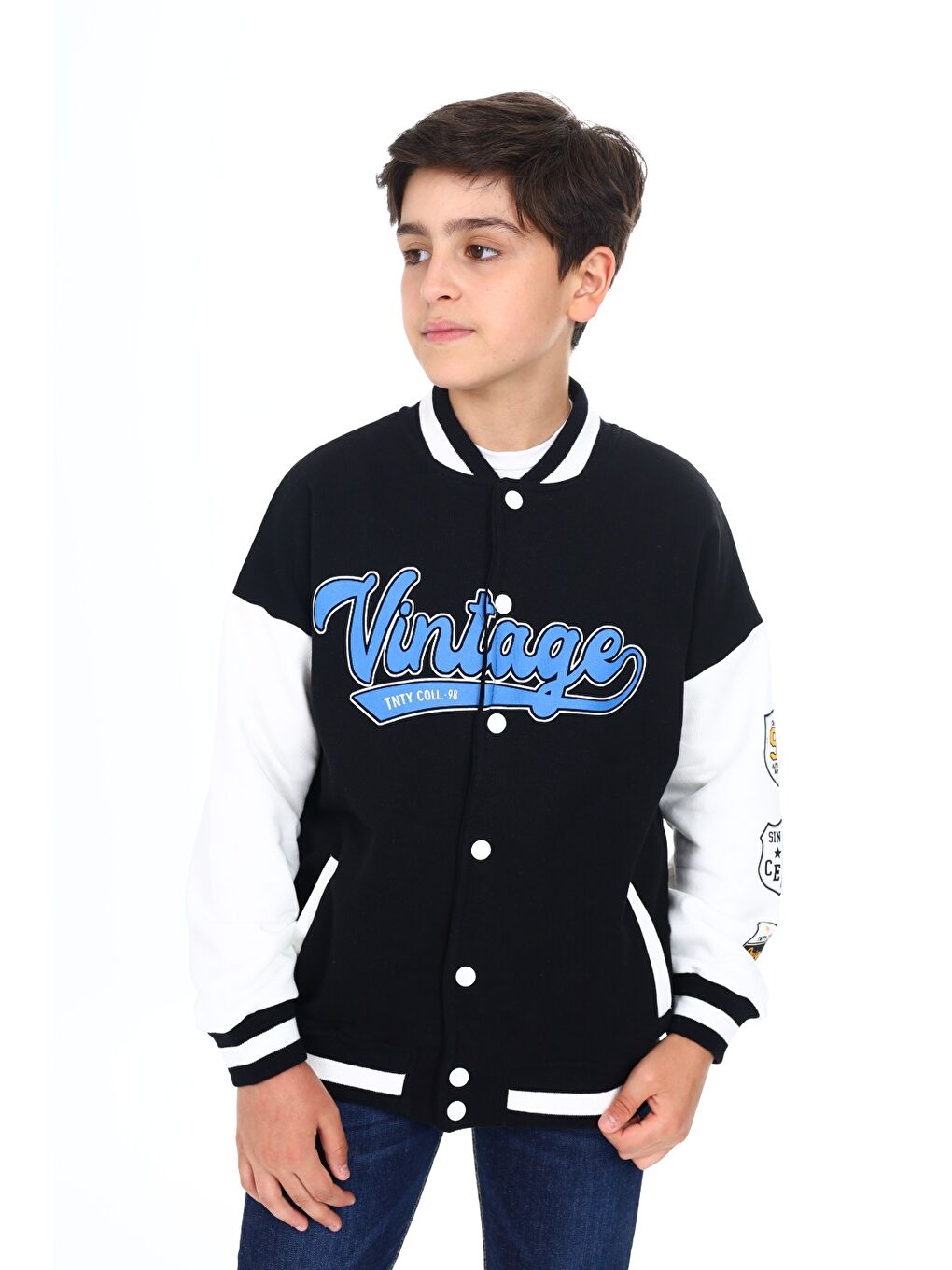 Siyah Erkek Çocuk Baskılı Kolej Hırka-2
