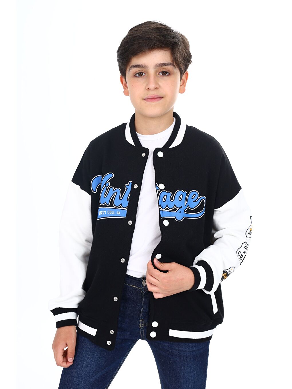 Siyah Erkek Çocuk Baskılı Kolej Hırka-3