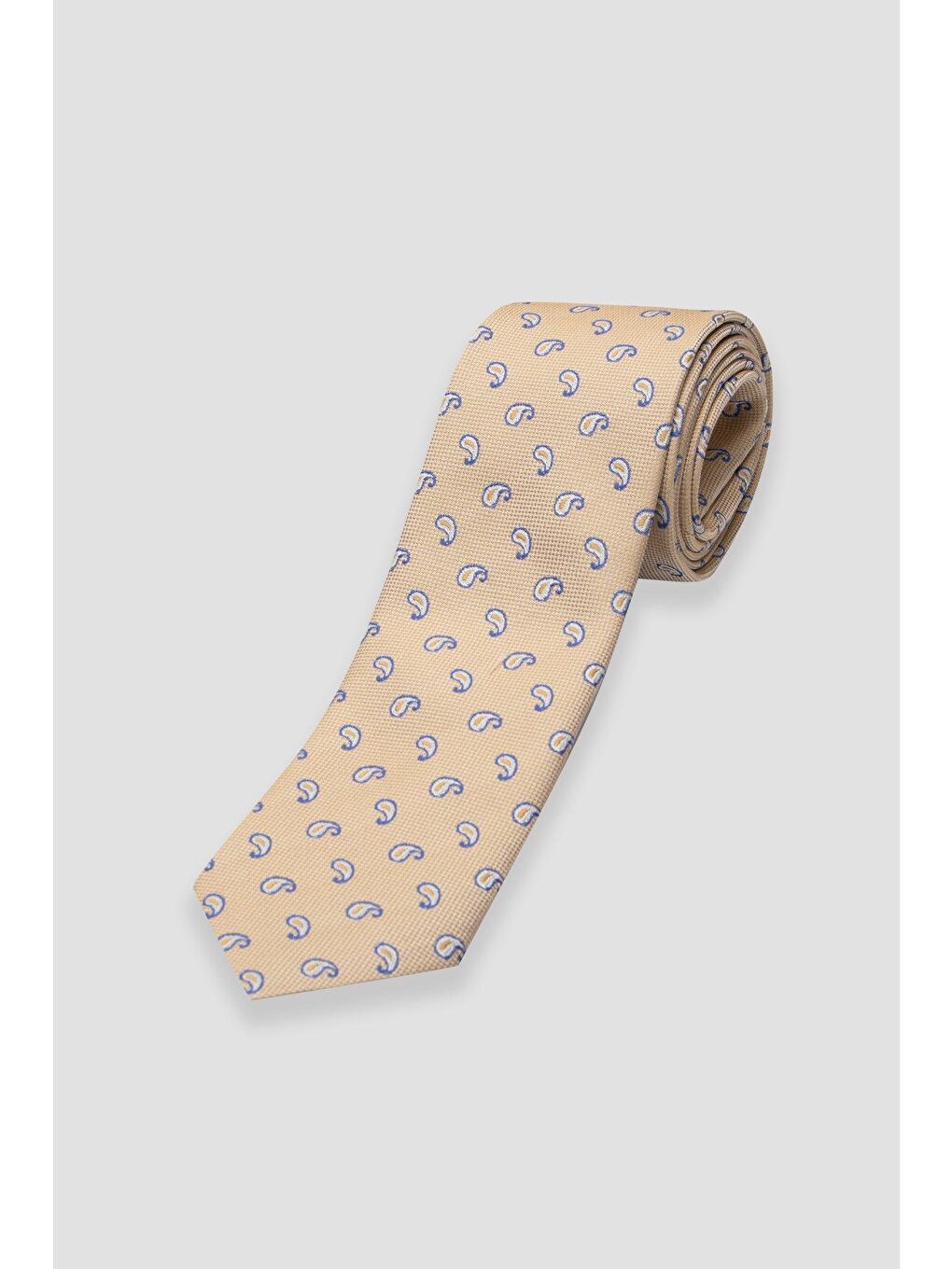 Kravat 8 Cm Mikrofiber Polyester Sarı Erkek Desenli Kravat