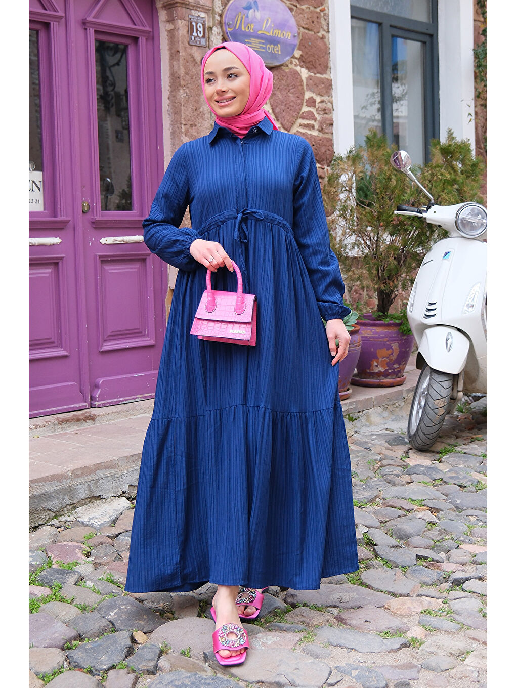 Locco Moda Lacivert Kadın BEL BUZGULU ELBISE  LACIVERT - 1