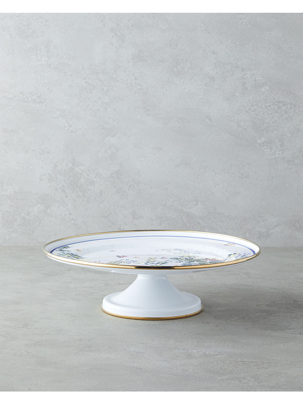 Beyaz Artistic Flower Emaye Kek Standı 31 cm Renkli