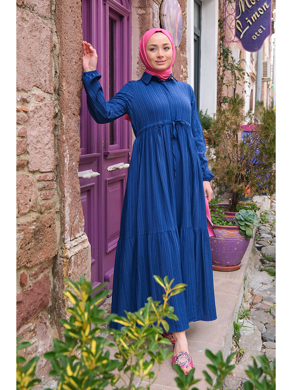 Locco Moda Lacivert Kadın BEL BUZGULU ELBISE  LACIVERT - 3