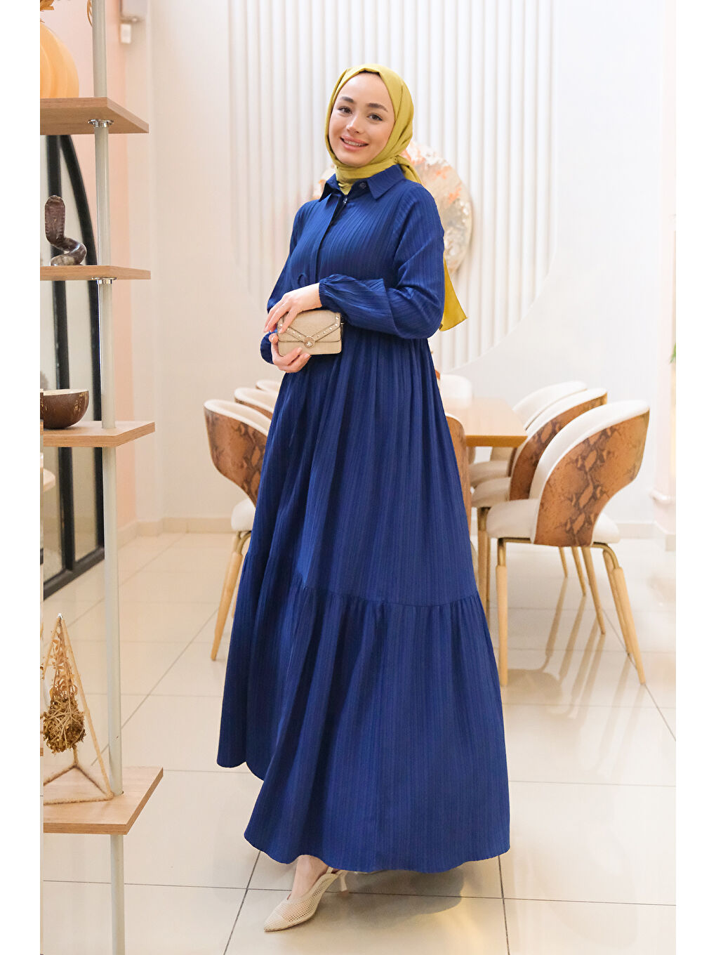 Locco Moda Lacivert Kadın BEL BUZGULU ELBISE  LACIVERT - 4