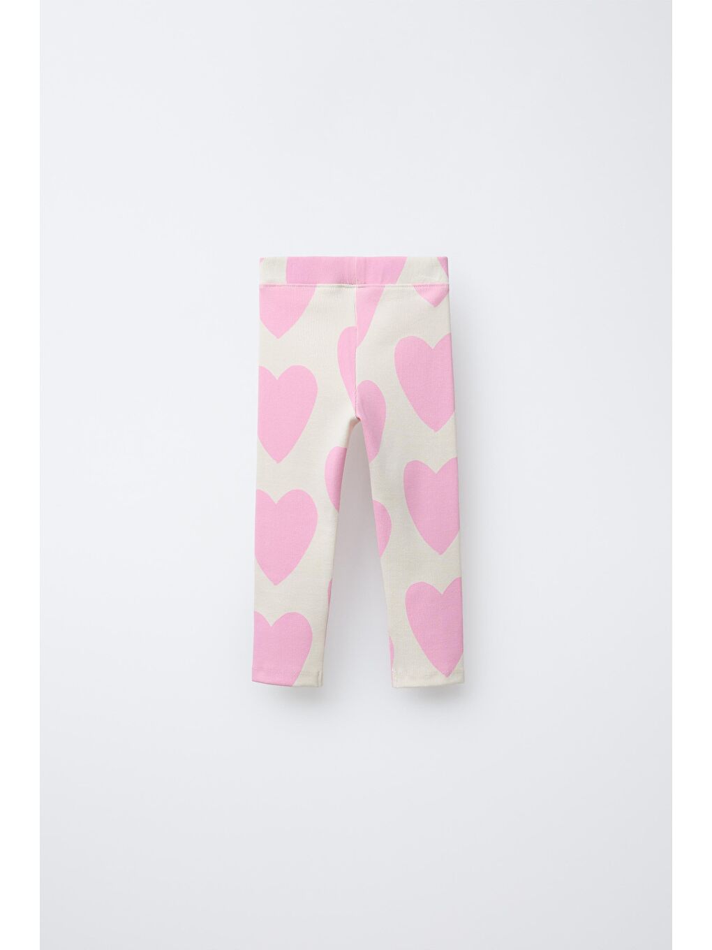 Karışık Kız Çocuk Pamuklu Ekru Pembe Kalp Desenli Sweatshirt Ve Tayt Takım - Love-2