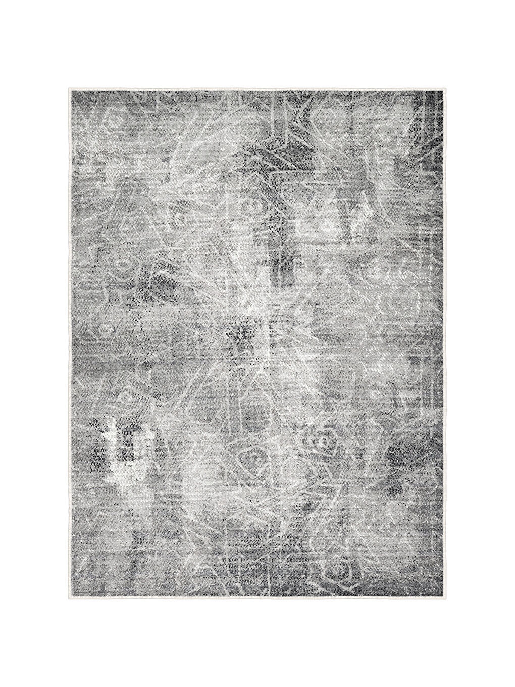 Gri Dekoratif Özel Tasarım Yıkanabilir İnce Kaymaz Tabanlı Modern Halı KECE FR02