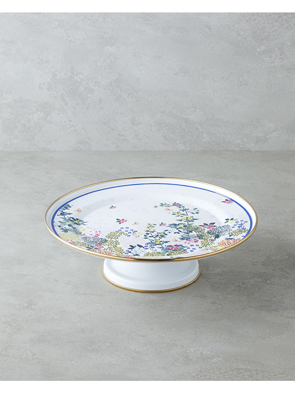 Beyaz Artistic Flower Emaye Kek Standı 31 cm Renkli-1