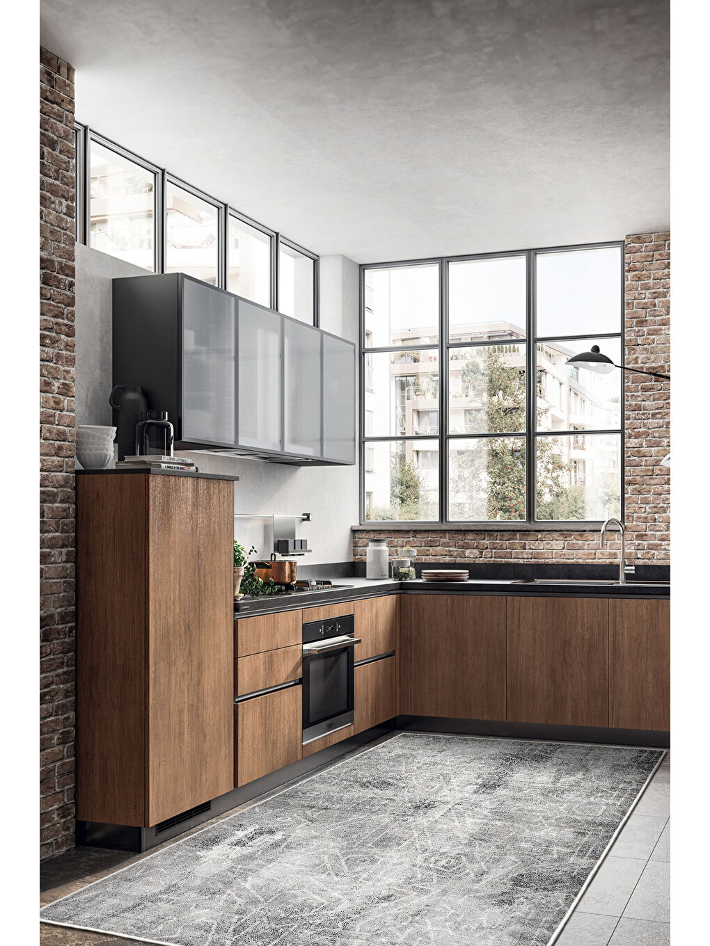 Gri Dekoratif Özel Tasarım Yıkanabilir İnce Kaymaz Tabanlı Modern Halı KECE FR02-4