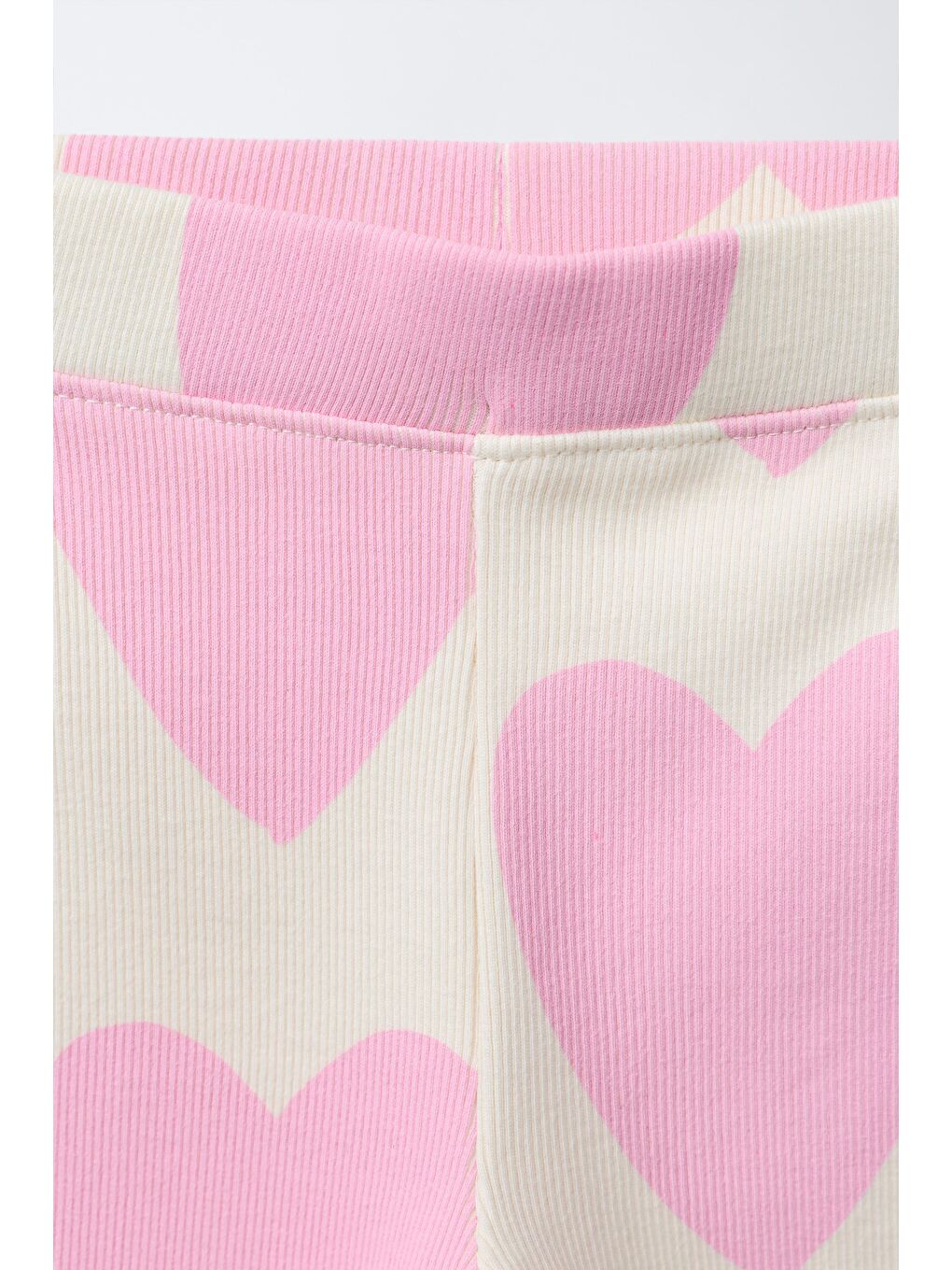 Karışık Kız Çocuk Pamuklu Ekru Pembe Kalp Desenli Sweatshirt Ve Tayt Takım - Love-3