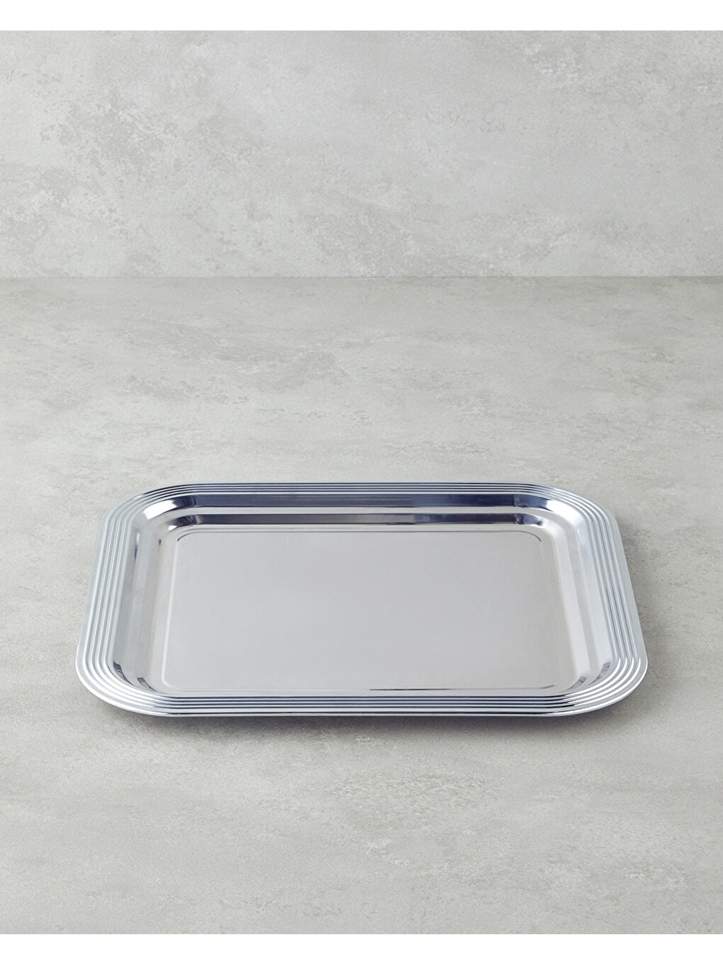 Gri Glow Metal Tepsi 35x32,5 Cm Silver-1