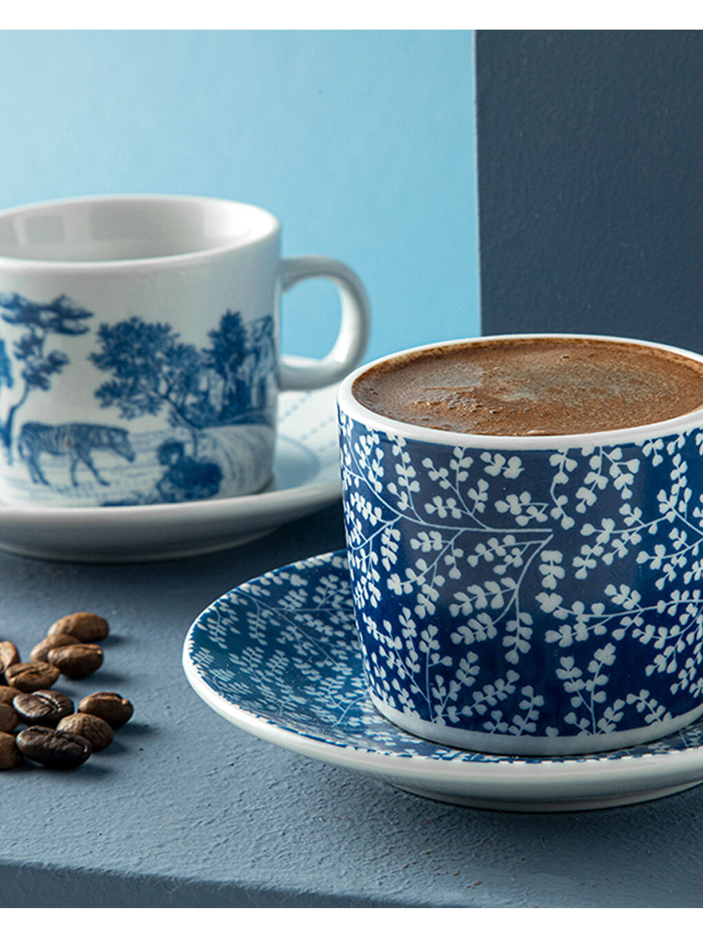 Zebra Porselen 4 Parça 2 Kişilik Kahve Fincan Takımı Lacivert-1