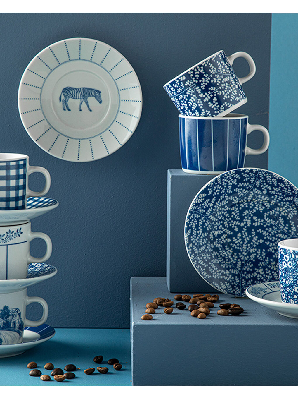 Zebra Porselen 4 Parça 2 Kişilik Kahve Fincan Takımı Lacivert-2