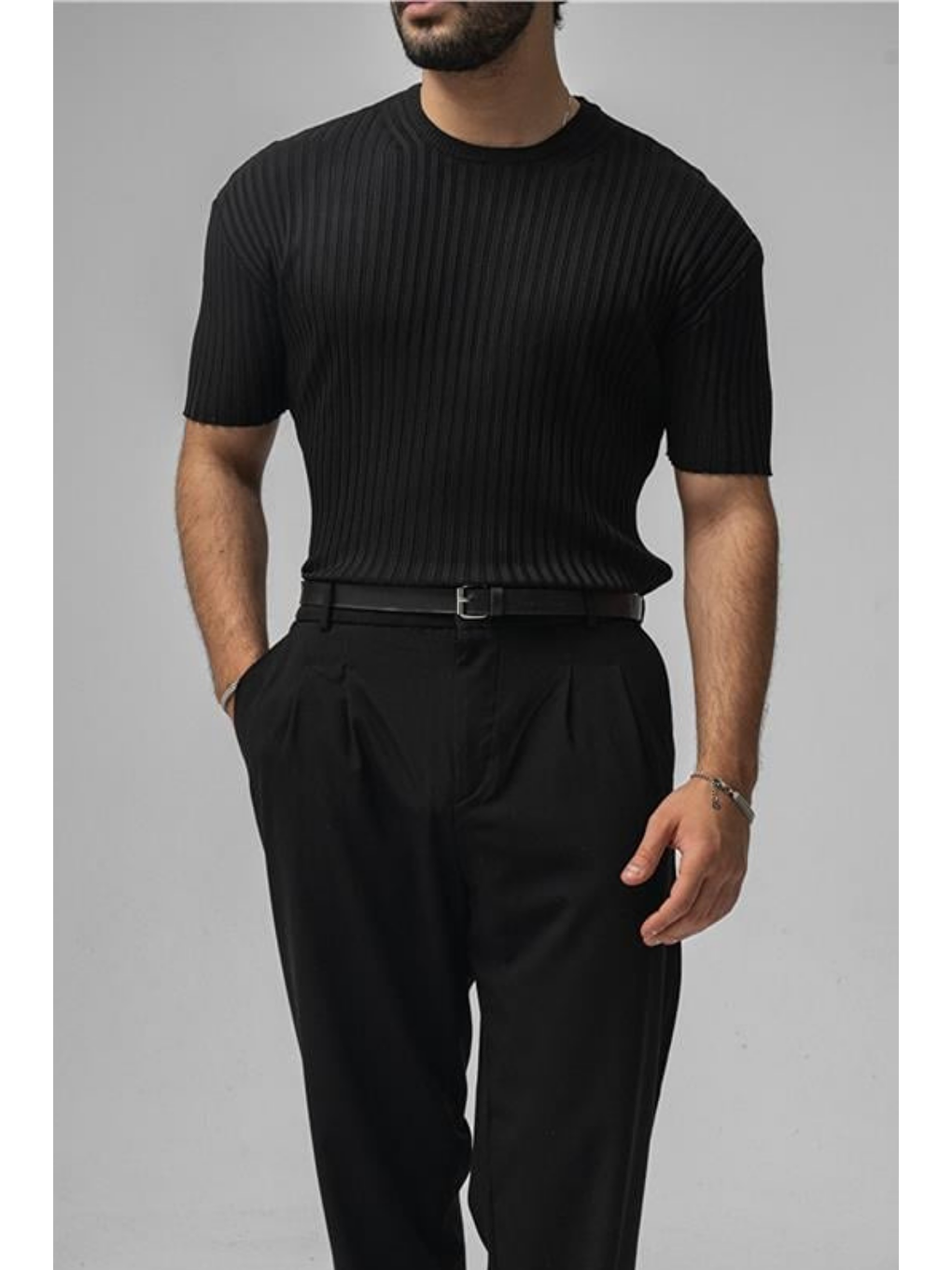 Erkek Siyah  Loose Fit Tişört