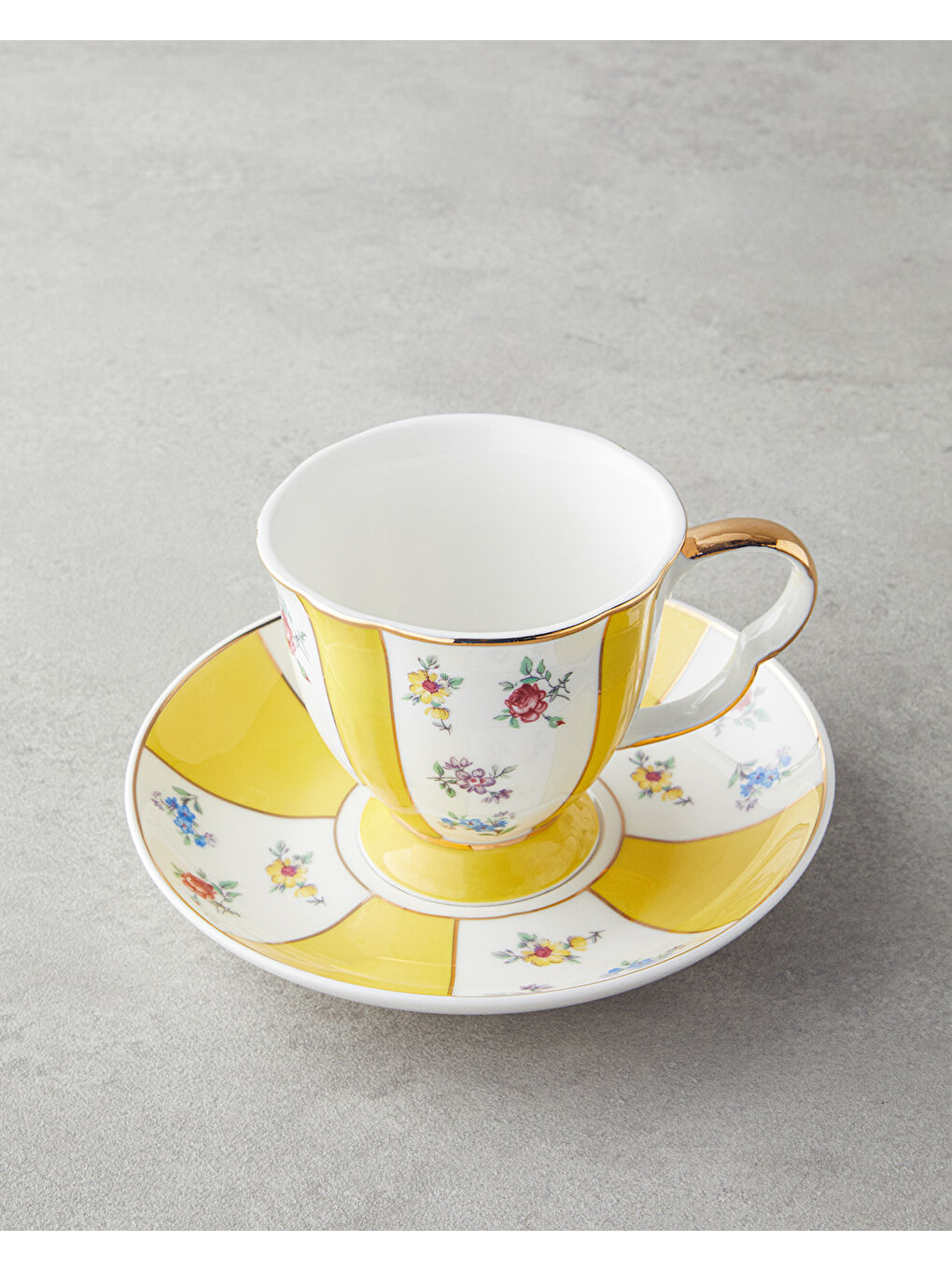 Bealy Porselen 4 Parça 2 Kişilik Çay Fincanı Takımı 220 ml Yeşil-Sarı-2