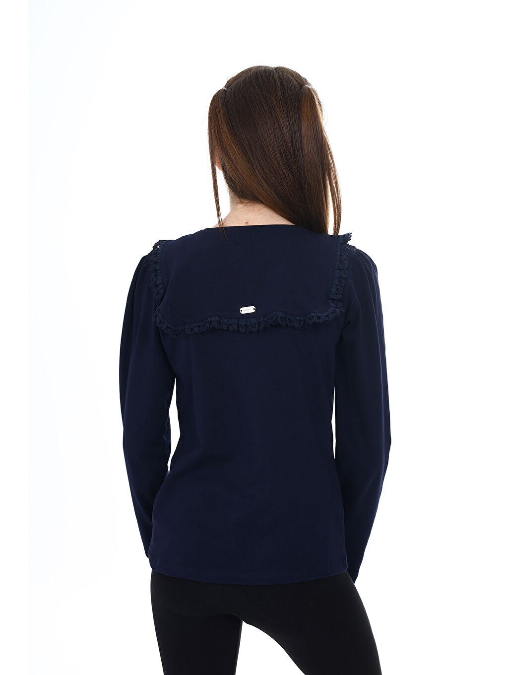 Lacivert Kız Çocuk Okul Tişört-4