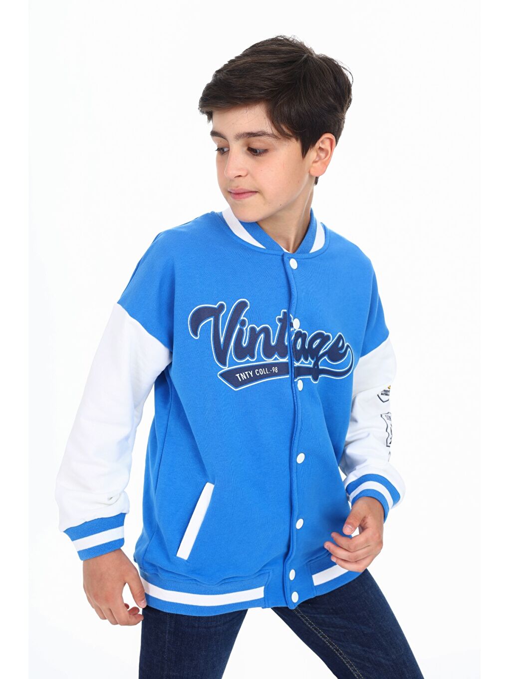 Mavi Erkek Çocuk Baskılı Kolej Hırka-1
