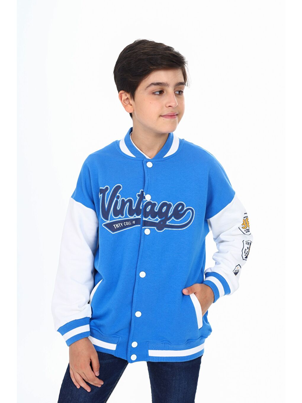 Mavi Erkek Çocuk Baskılı Kolej Hırka-2