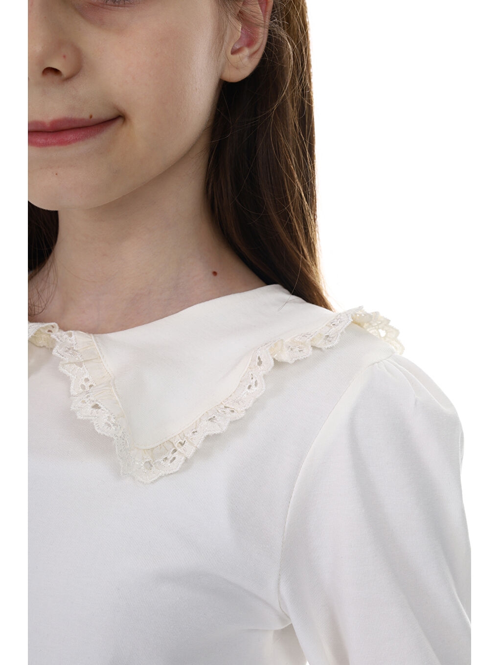 Ekru Kız Çocuk Okul Tişört-5