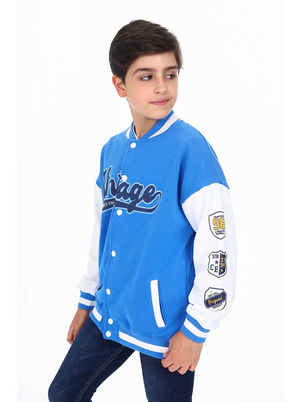 Mavi Erkek Çocuk Baskılı Kolej Hırka-3