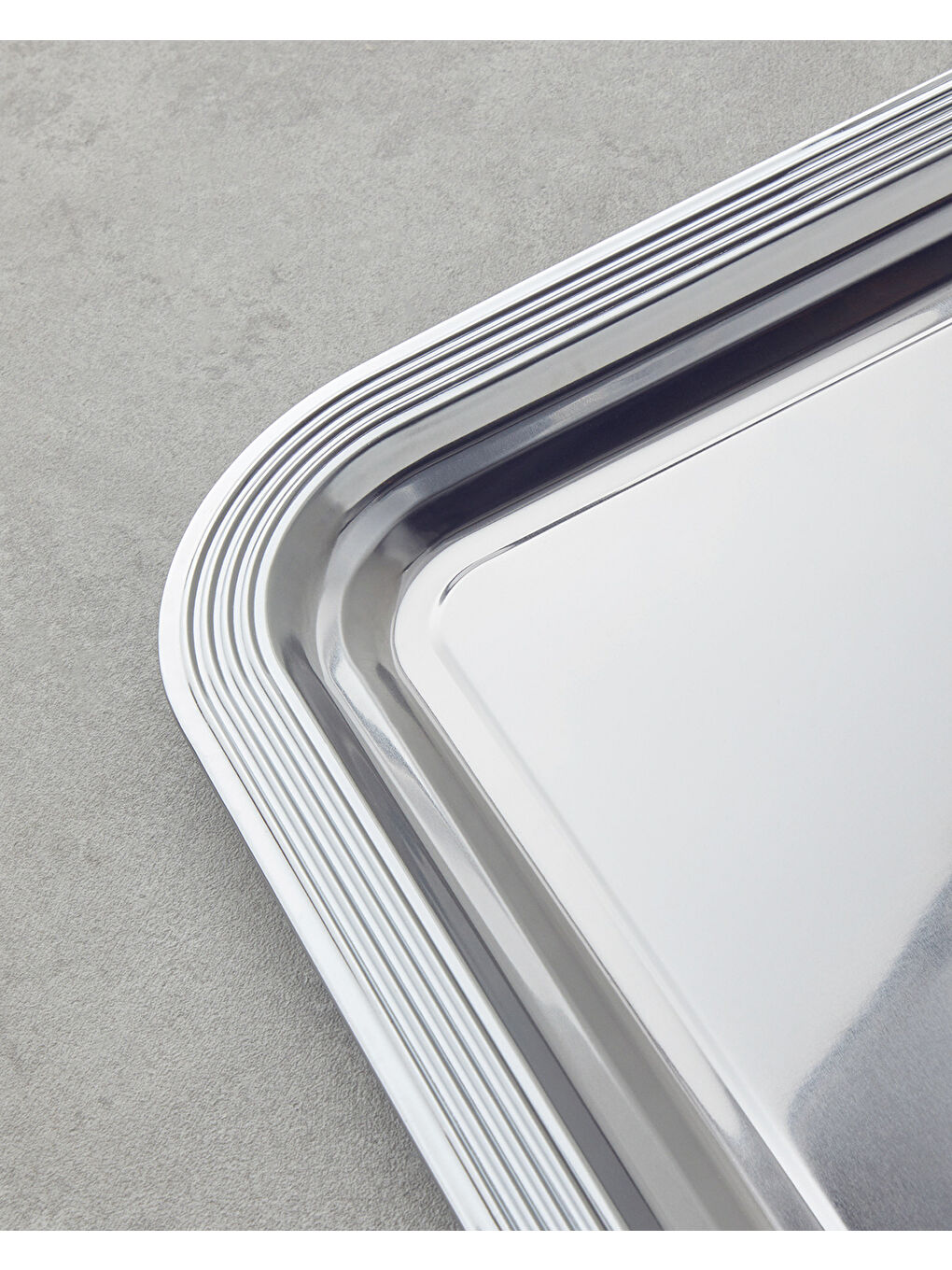 Gri Glow Metal Tepsi 35x32,5 Cm Silver-2