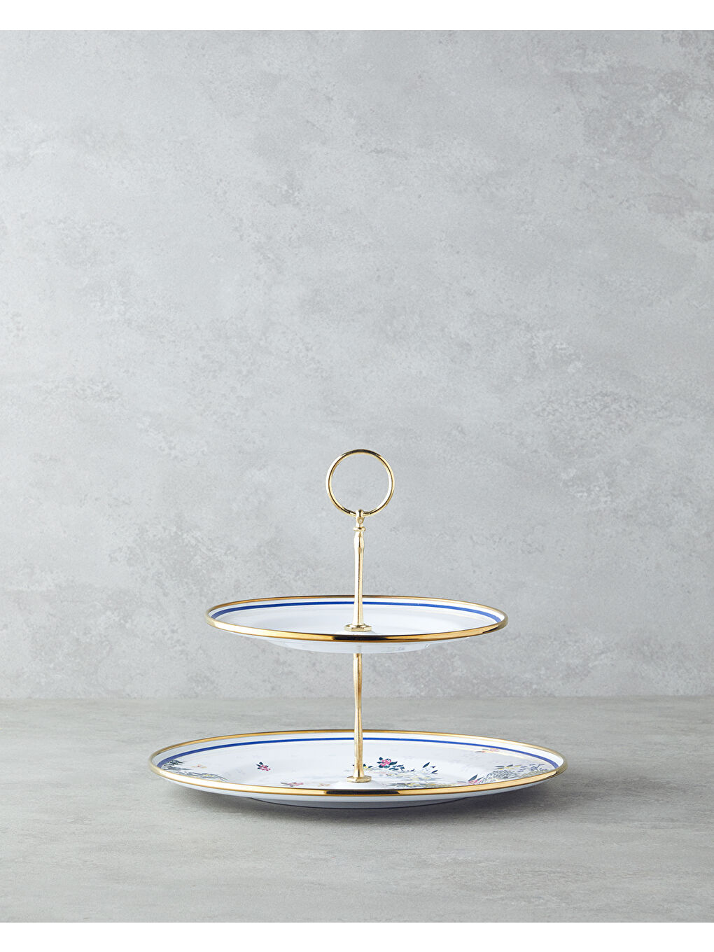 Beyaz Artistic Flower Emaye Katlı Servis 21x29 cm Renkli