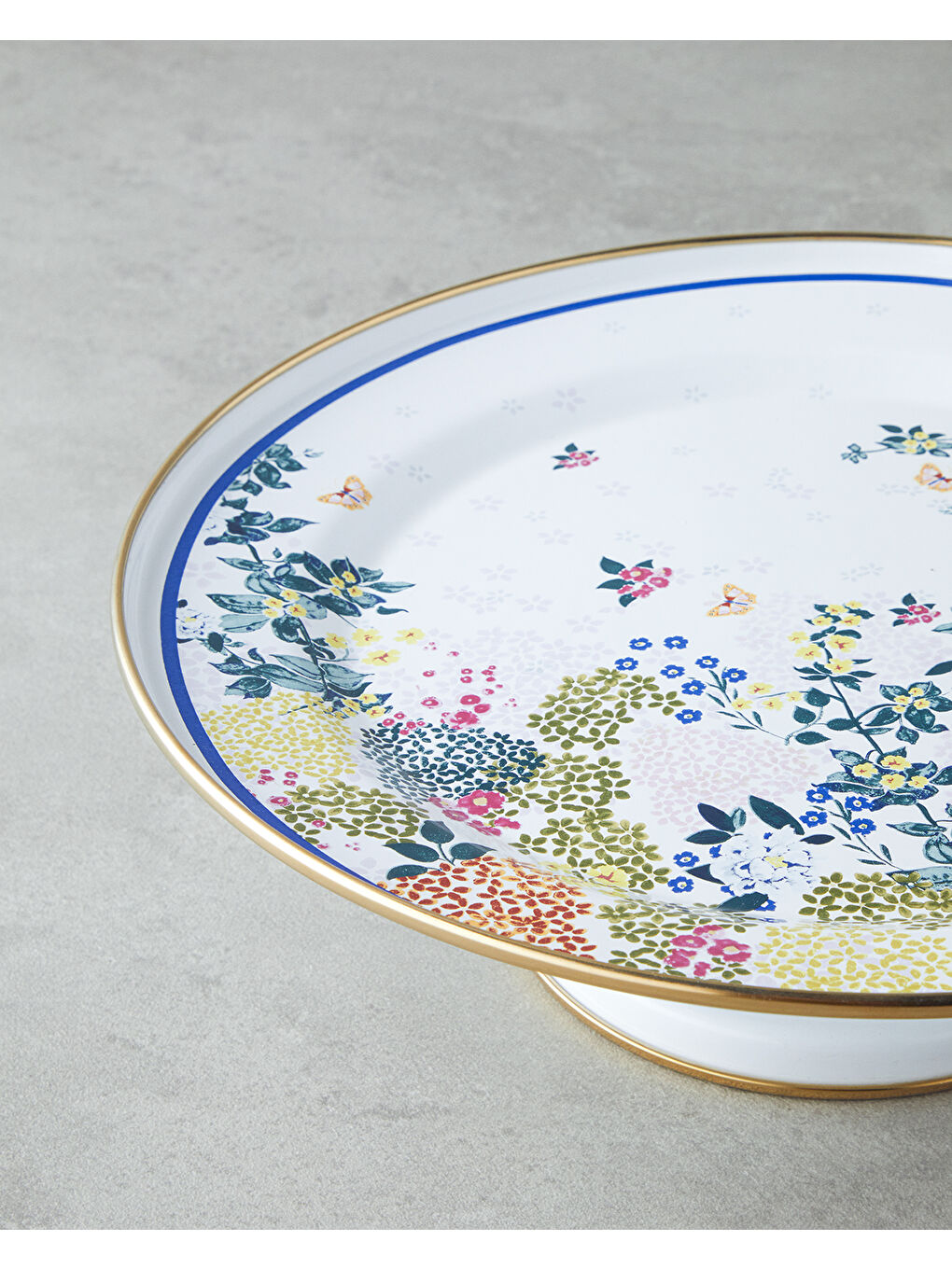 Beyaz Artistic Flower Emaye Kek Standı 31 cm Renkli-2