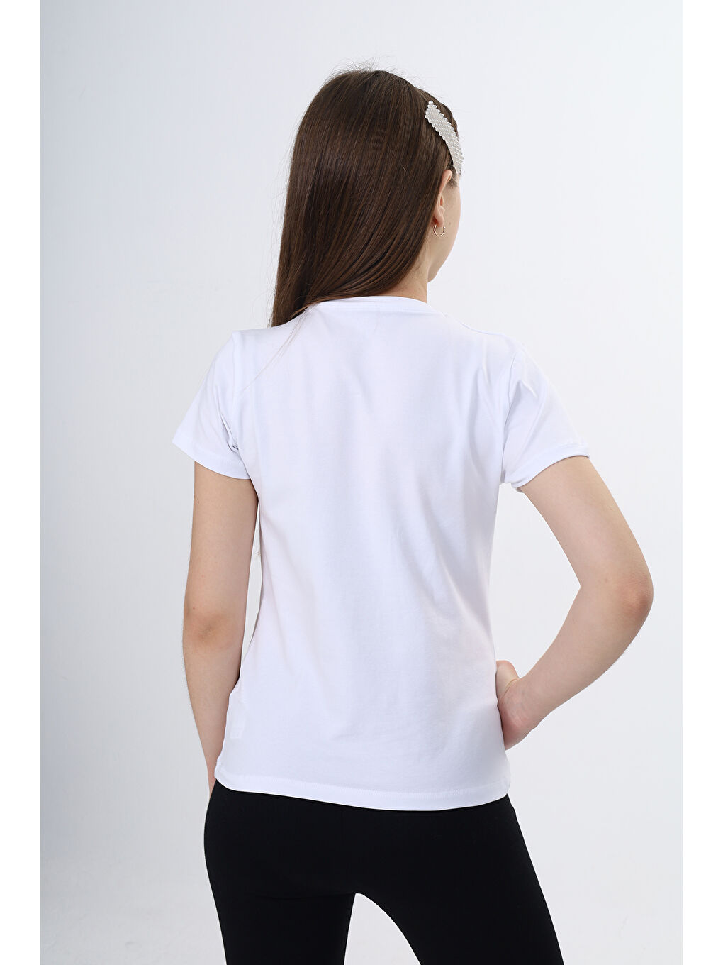 Beyaz Kız Çocuk Okul Tişört-2