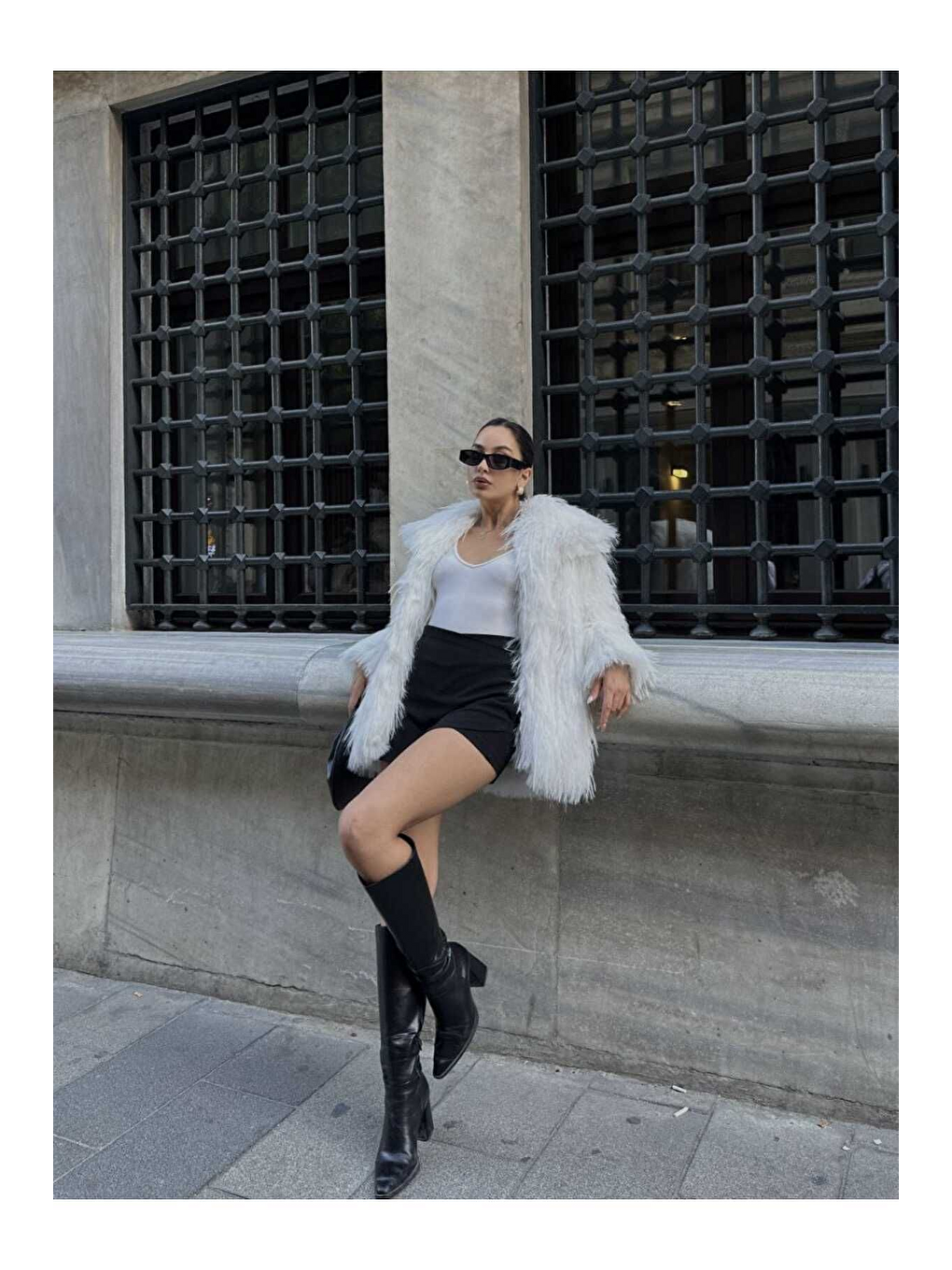 Kadın Gri Şal Yaka Mont Kaban-2