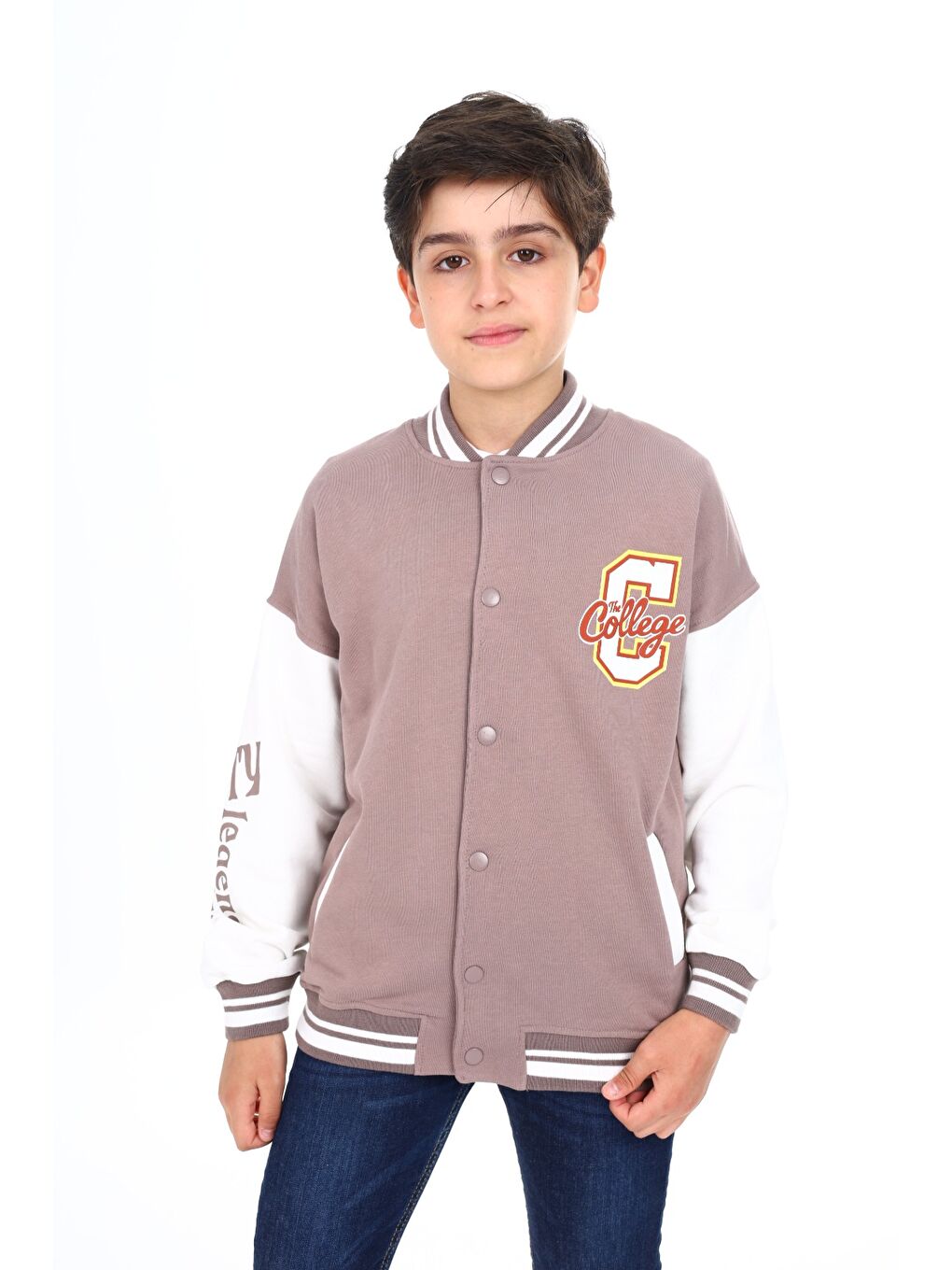 Kahverengi Erkek Çocuk Baskılı Kolej Hırka-1