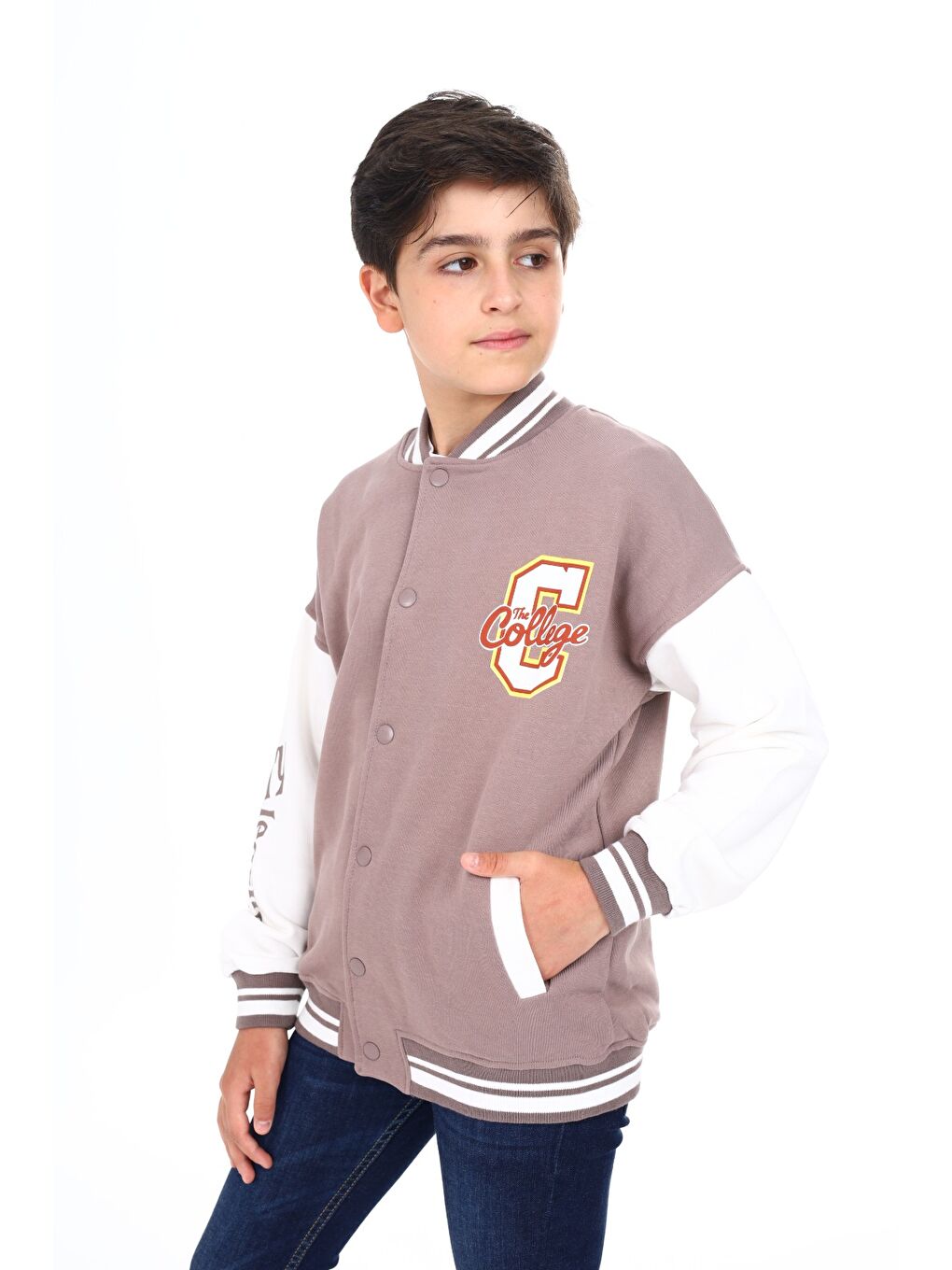 Kahverengi Erkek Çocuk Baskılı Kolej Hırka-3