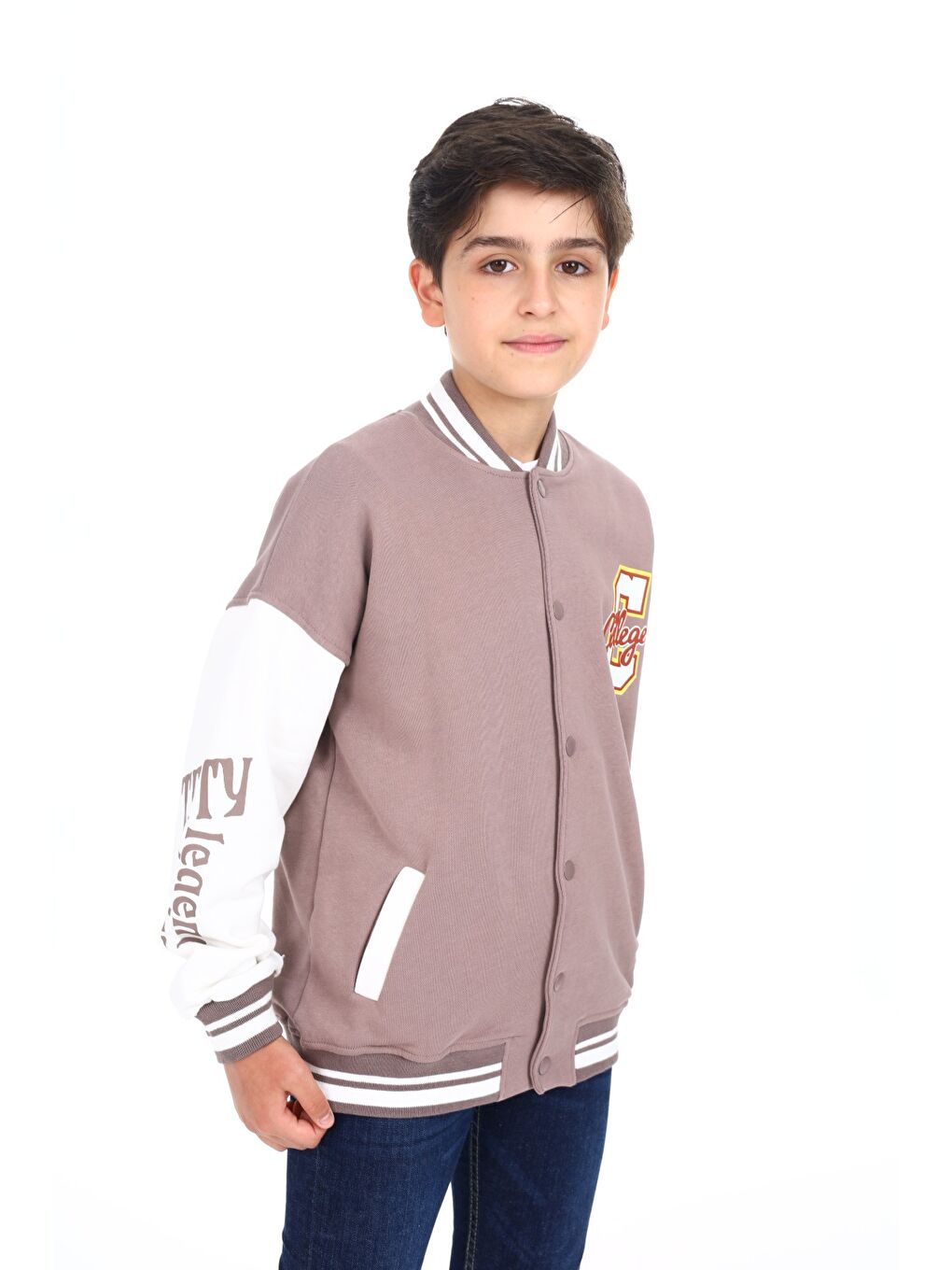 Kahverengi Erkek Çocuk Baskılı Kolej Hırka-4