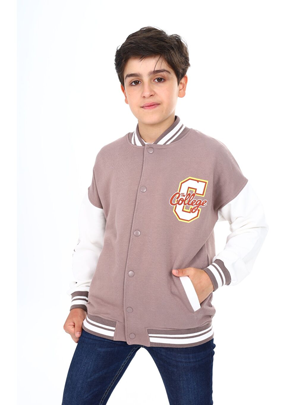 Kahverengi Erkek Çocuk Baskılı Kolej Hırka-5