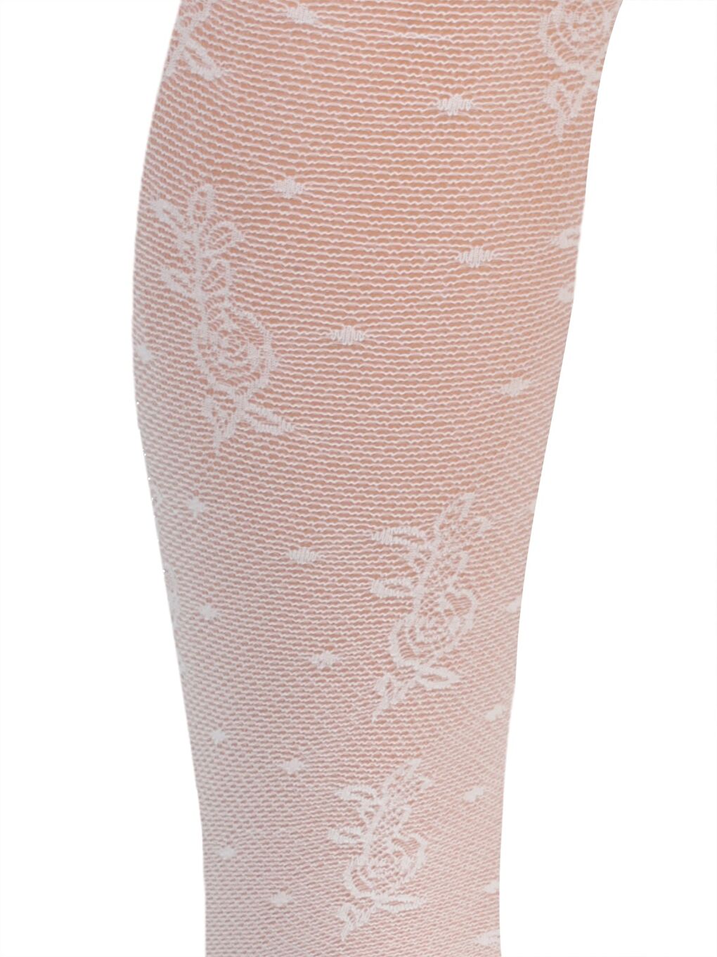 Ekru Likosi İnce Desenli Kız Külotlu Çorap 2-14 Yaş - Bej-1