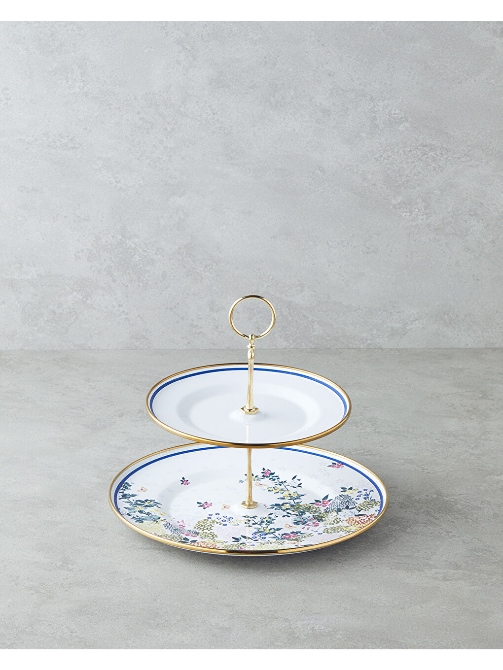 Beyaz Artistic Flower Emaye Katlı Servis 21x29 cm Renkli-1