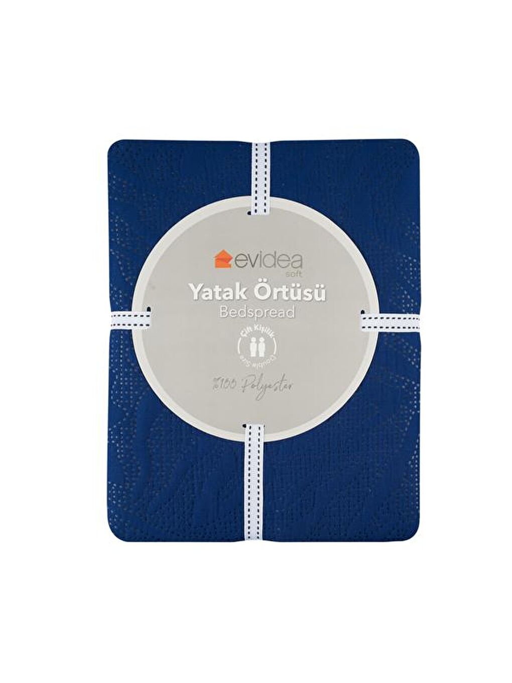 Soft Retro Çift Kişilik Yatak Örtüsü - Lacivert - 180x230 cm-1