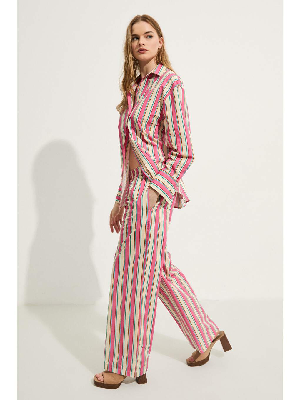 Bexley Kadın Regular Fit %100 Organik Pamuklu Pembe Pantolon-1