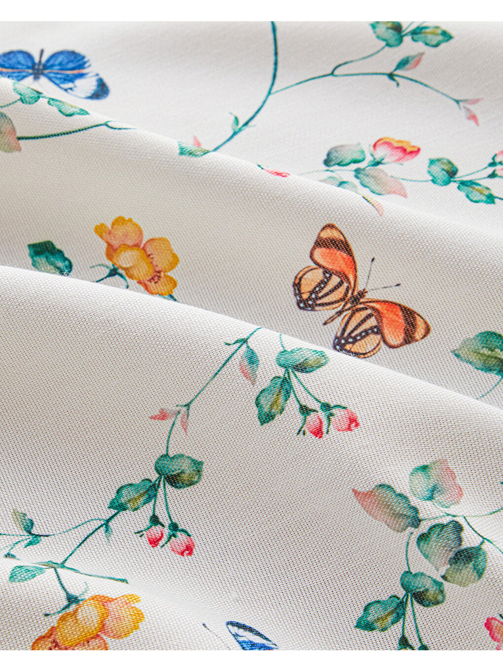 Ekru Botanical Polyester Masa Örtüsü Krem - Pembe-2