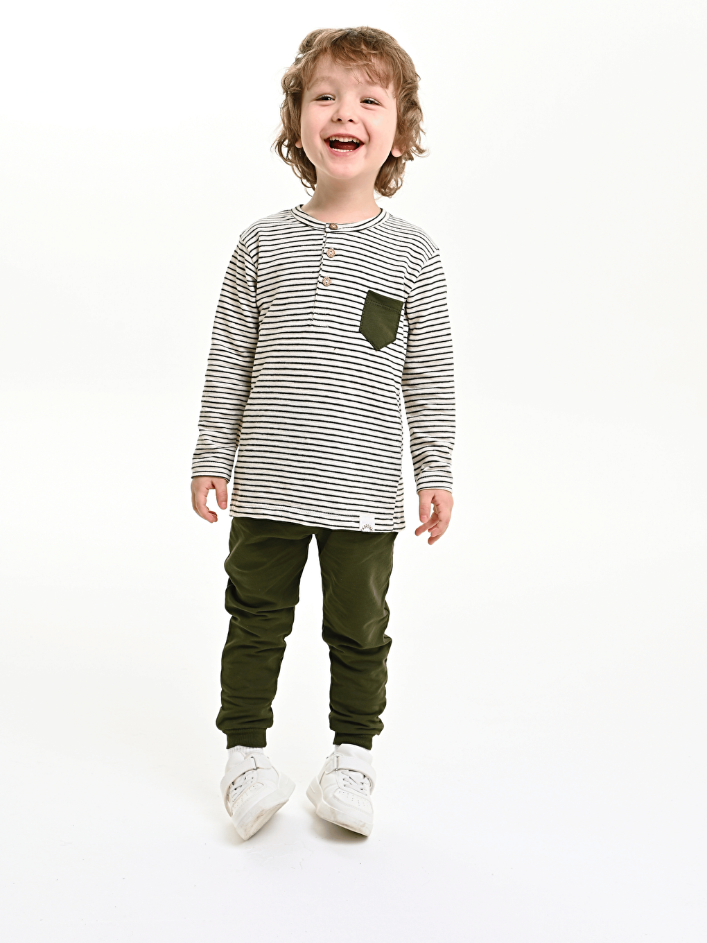 Yeşil Bisiklet Yaka Baskılı Erkek Bebek Sweatshirt ve Eşofman Alt 2'li-11