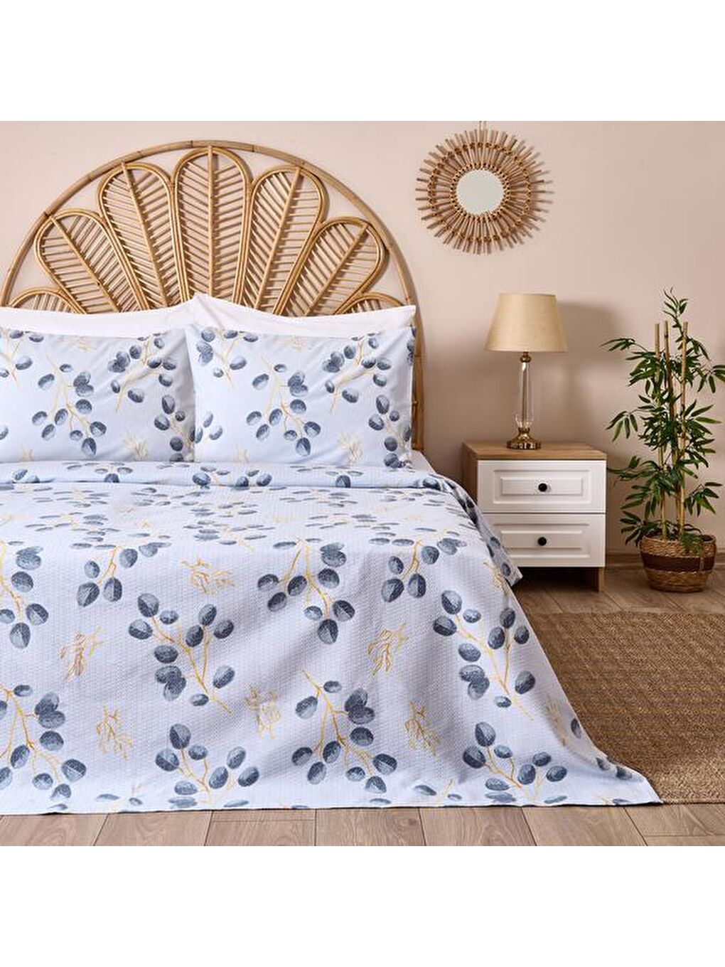 Soft Caerulus Tek Kişilik Pike Takımı - Mavi