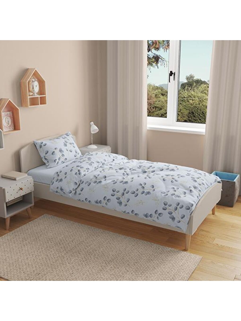 Soft Caerulus Tek Kişilik Pike Takımı - Mavi-2