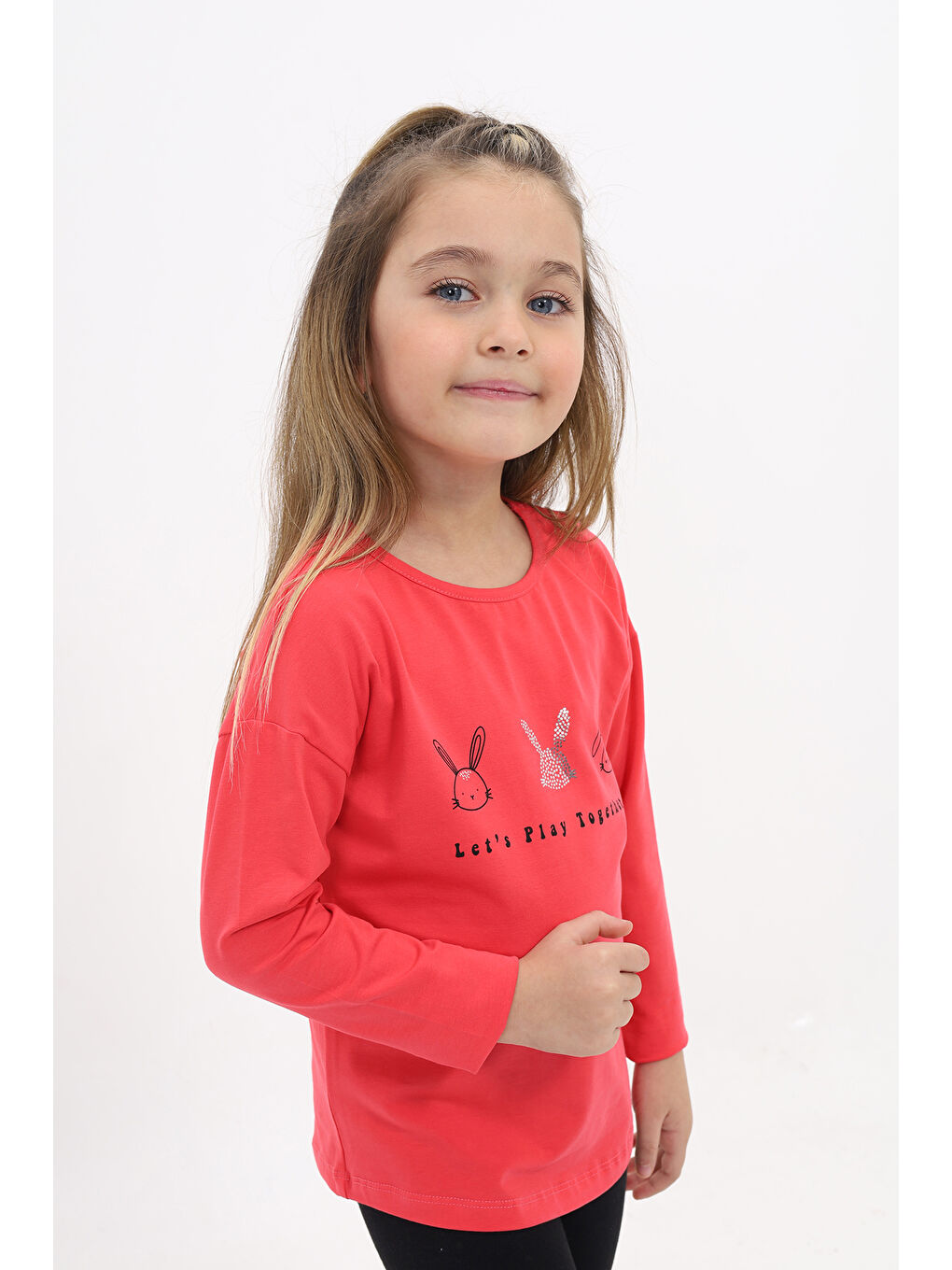 Kırmızı Kız Çocuk Baskılı Tişört-1